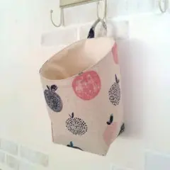 NO.856 大・布バスケット❁浮かせる収納❁ウォールポケット❁ハンドメイド