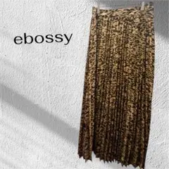 ebossy【L】 レオパード柄 プリーツロングスカート ブラウン 総柄