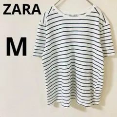 ZARA ザラ半袖Tシャツ　【M】　ボーダー柄　コットン混　シンプル　カジュアル