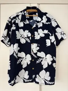 COACH コーチ レーヨン アロハシャツ 半袖 総柄 ブルー メンズ Lサイズ 