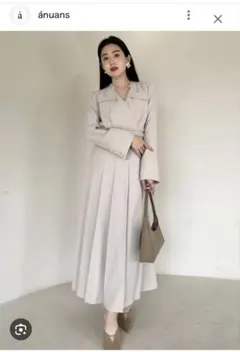 アニュアンス　ダブルサテンノーカラータックワンピース　タグつき