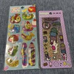 シャカシャカシール キラキラシール　3D ドロップシール　いもむし　平成レトロ