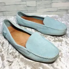 【良品】UGG アグ 22cm ローファー モカシン スエード くすみブルー