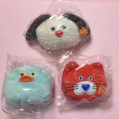 mojojojo フェイスマスコット　ガチャ　赤　ねこ　青　あひる　ベージュ　犬