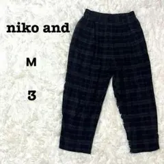 niko and ニコアンド　チェック パンツ ワイドパンツ　ブラック　M　3