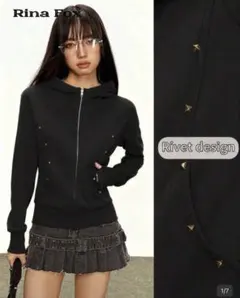 SHEIN スタッズパーカー M