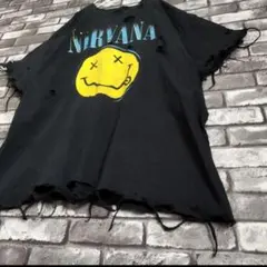 y2k①Nirvana“band broken“boro longt-shirt - メルカリ