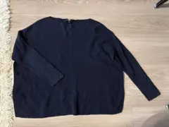UNIQLOネイビー リブ編み 長袖セーター オーバーサイズ