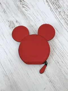 COACH × Disney ミッキー コインケース 赤 レザー 小銭入れ