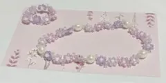 ビーズフラワーブレスレット&リング E