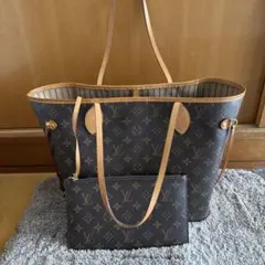 お値下げ価格✨　ルイヴィトン　モノグラム　ネヴァーフルMM ポーチ付き　ベージュ