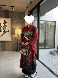 【専用商品】振袖フルセット 豪華絢爛 赤×黒 グラデーション 牡丹 金彩