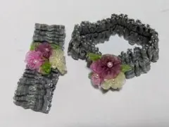 【フラワーモチーフのアームバンド1セット】3cm幅約22cm