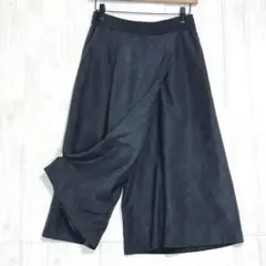 クチュールブローチ　フェイクスエードラップ風ガウチョパンツ　ウエストゴム