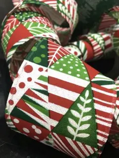 【ワイヤーエッジリボン】 ・fir treeもみの木⑤ ・幅6.3㌢ ・2m