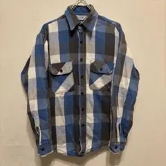 80s five brother 青 黒 白 ヘビネル ネルシャツ ビンテージ