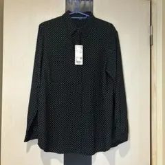 UNIQLO 未使用　黒ドット柄長袖シャツ XLサイズ