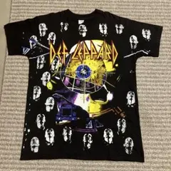 DEF LEPPARD デフレパードtシャツ 総柄 シングルステッチ　バンドT