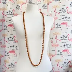 【35】ロングネックレス　ウッドビーズ　ヴィンテージ　シンプル