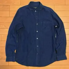 コムサイズム　COMME CA ISM 麻素材　ネイビー　シャツ　ブラウス