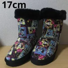ディズニー　ミッキー　ミニー　もこもの　ふわふわ　ブーツ　17.0cmブラック