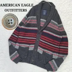 【アメリカンイーグル】AEO ショールカラーニットカーディガン マルチストライプ