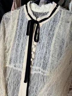 VALENTINO roma長袖 繊細レースブラウス ブラック - メルカリ