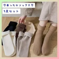 秋冬ソックス 裏起毛 くすみカラー 靴下 5足セット レディース 暖かい まとめ