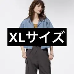 GU ライトデニムオープンカラーシャツ(半袖) ブルー