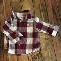 美品 チェックシャツ 60cm オールドネイビー