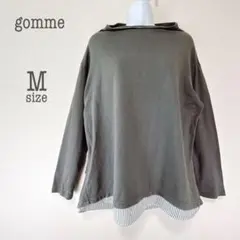 a2676【ゴム】ボトルネック重ね着風 トップス モード系 大人カジュアル M