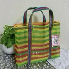 新品　台湾　漁師網バッグ　1号サイズ　トートバッグ　カラフルなボーダー柄