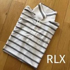 美品ラルフローレン RLX ポロシャツ S 白×グレー ボーダー ゴルフ