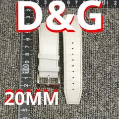 D&G バンド　ホワイトレザー 時計ベルト ステンレスバックル