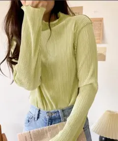 classicalelf  2wayメロープリーツハイネックトップス　グリーン