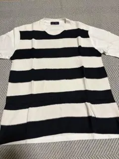 TAKA-Q ボーダー柄 半袖Tシャツ ホワイト×ブラック Lサイズのサムネイル