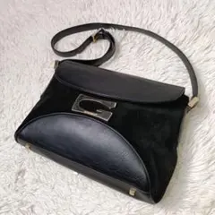 イタリア製■GHERARDINI 本革スエード ショルダーバッグ ブラック
