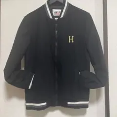 HUF ブラック ジップアップスタジャン ハフ　バーシティジャケット