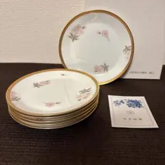 大倉陶園　歳時記シリーズ　桜　市松金彩金蝕　デザートプレート　17cm