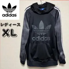 希少・アディダス パーカー ブラック レディースXLサイズ adidas