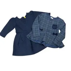 ワンピース　長袖　チェック　紺　女の子　まとめ売り　120 ペプラム　綺麗め