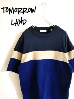 日本製】トゥモローランド マルチボーダーニットTシャツ カフェカラー 