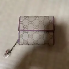 GUCCI グッチ GGキャンバス 二つ折り財布 ピンク