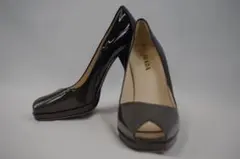 在庫処分！ドレスにPRADA ブラックカーキ オープントゥ ハイヒール❁0215