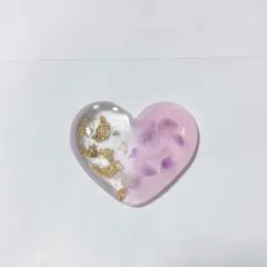 天然石アメジスト×金箔 ハートレジン 恋愛運 お守り ヘアゴム ハンドメイド
