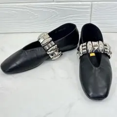 【極美品/現行】GRISE レザースタッズメリージェーン フラット 22 黒