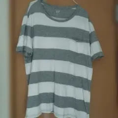 GAP ボーダー ポケットTシャツ グレー L