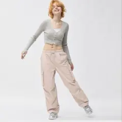 【GU】パラシュートカーゴパンツ ピンク　3XL