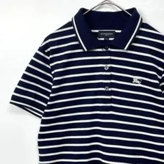 バーバリーゴルフ　ボーダーポロシャツ　ネイビー×ホワイト