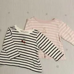 petit main ストライプ長袖Tシャツ2枚セット